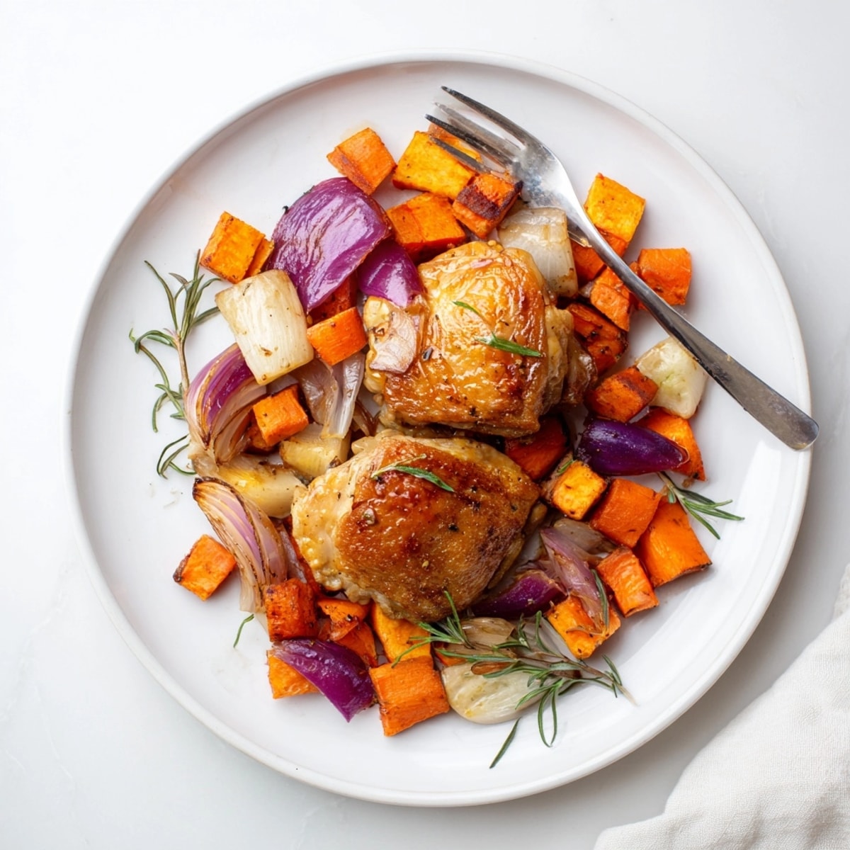 Imagine juicy Honey-Glazed Chicken with Roasted Root Vegetables, ready to serve from a rustic roasting pan.
