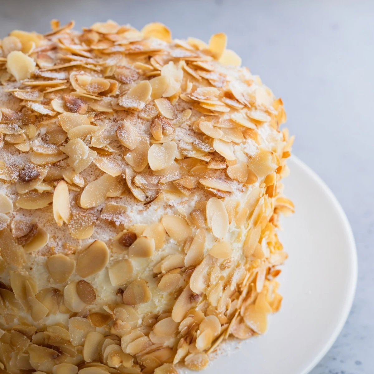 Juicy plum pieces topping a soft, moist Soft Sweet Plum-Infused Almond Cake; a delightful treat.