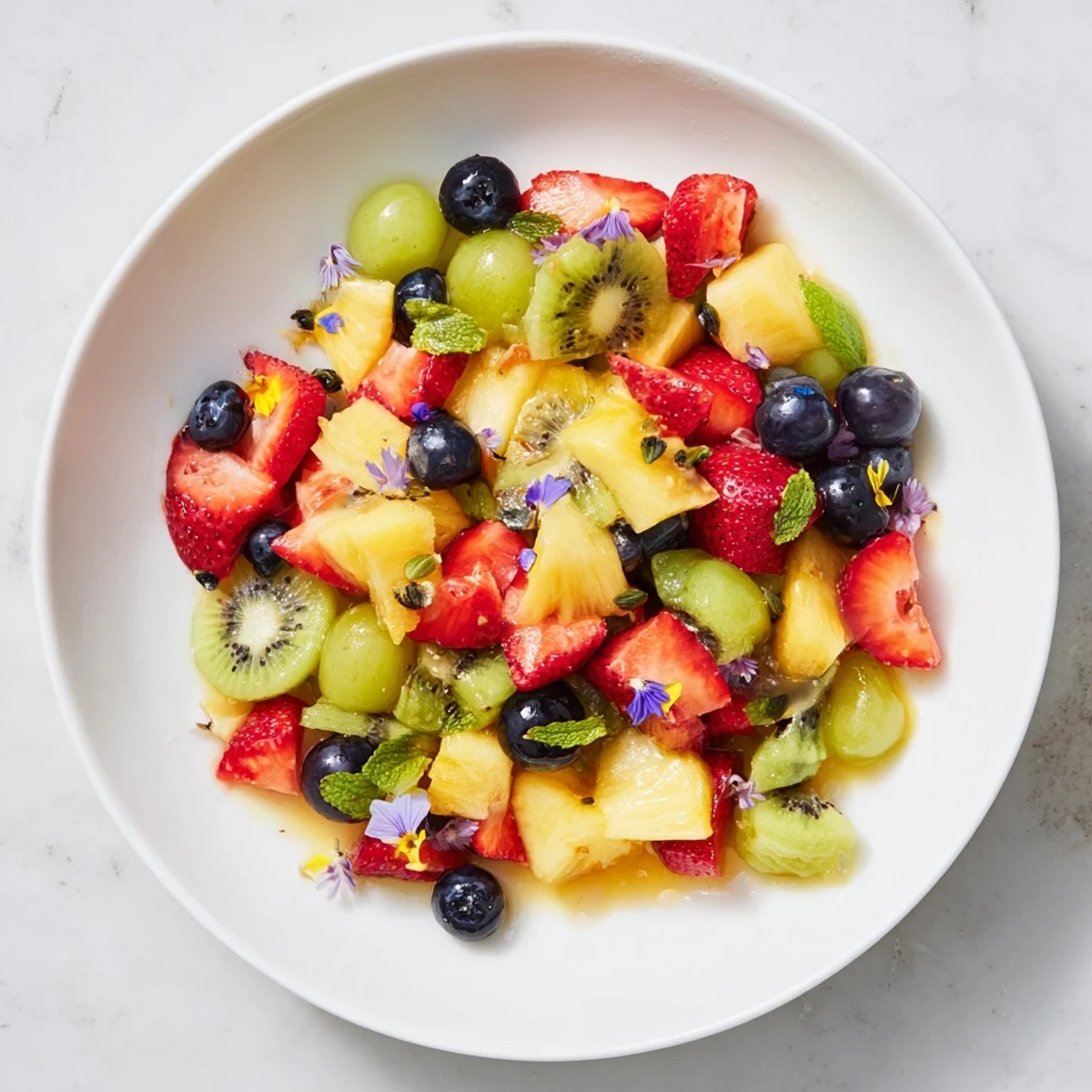 Festive Bow Fruit Medley: a bright, colorful combination of fresh fruits ready for serving and enjoying.