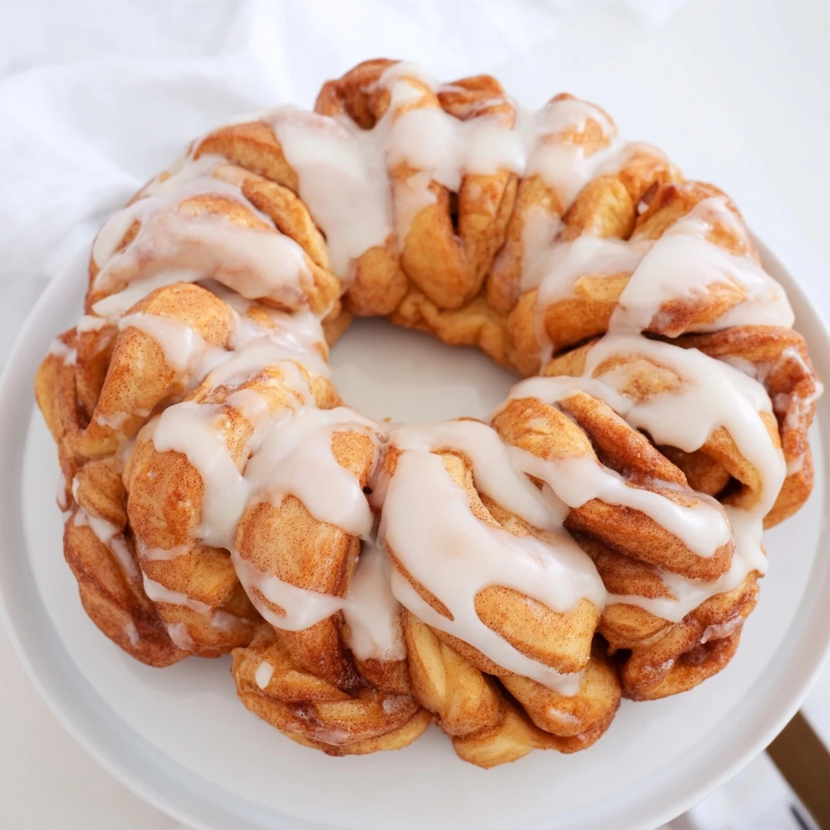 Freshly baked Cinnamon Roll Pull-Apart Wreath, showcasing delicious layers and a delightful aroma with every bite.