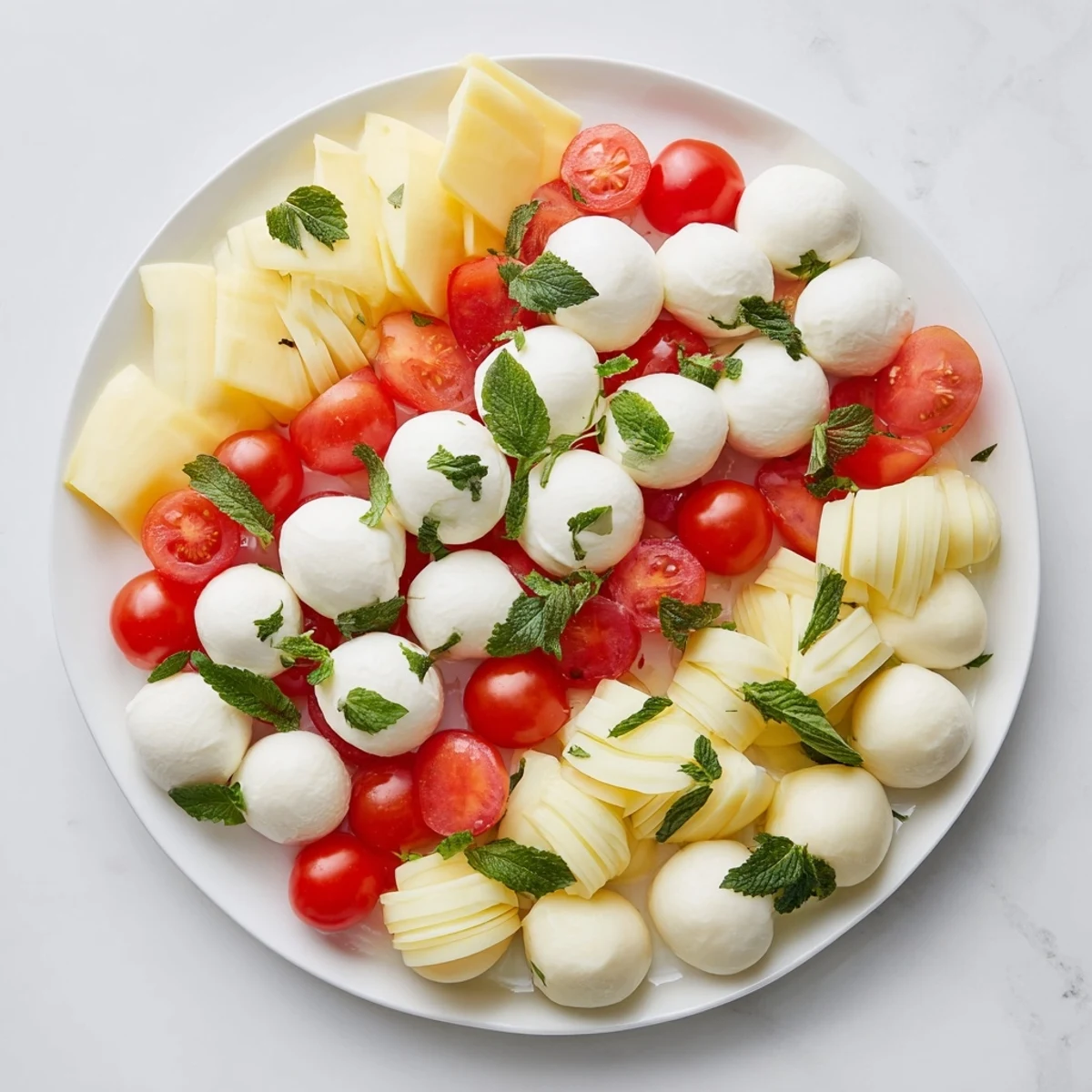 Peppermint Stripe Celebration platter with vibrant red berries, white cheese, and savory salami.