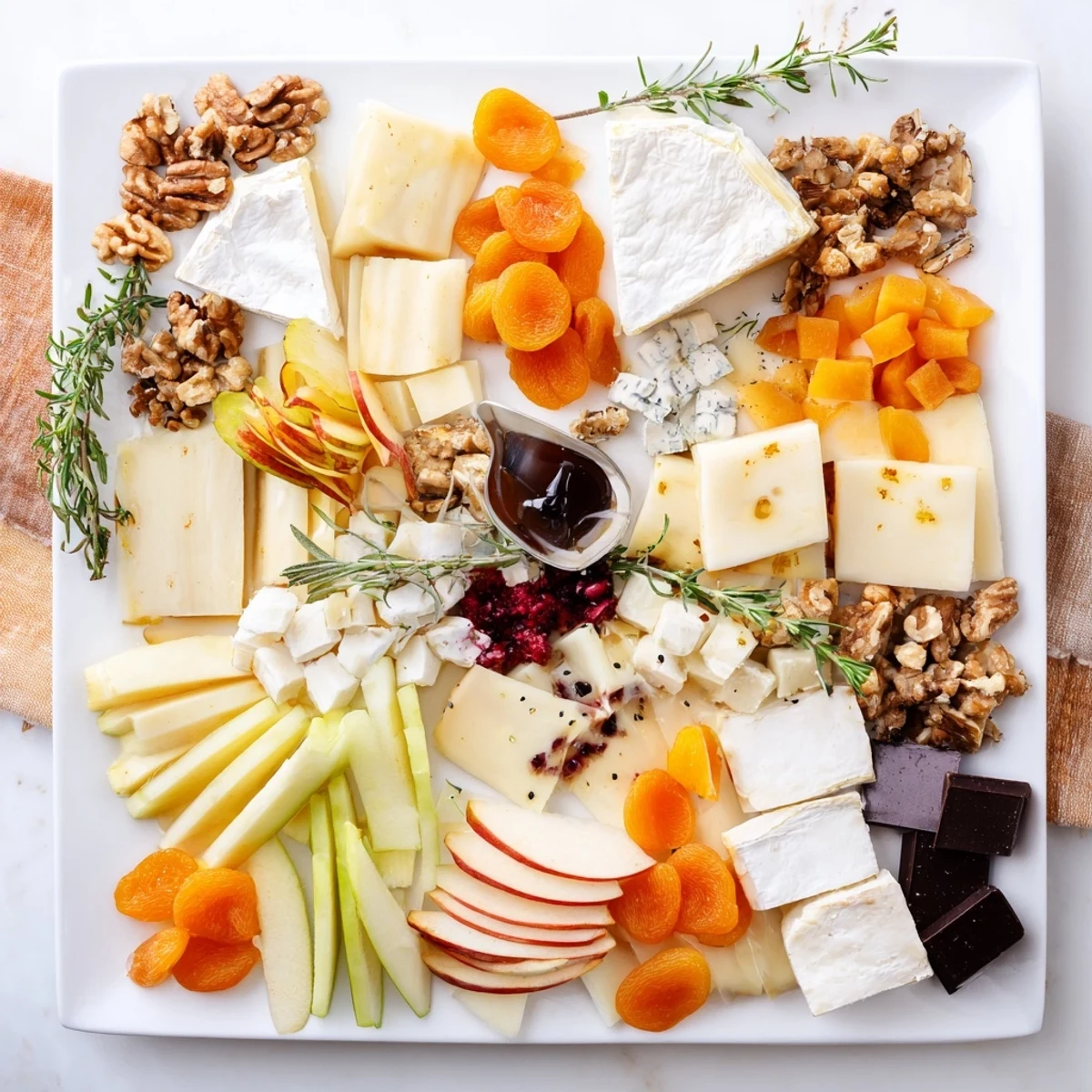 This festive Twelve Days of Cheese Board features a variety of cheeses and delightful accompaniments, perfect for holiday gatherings.
