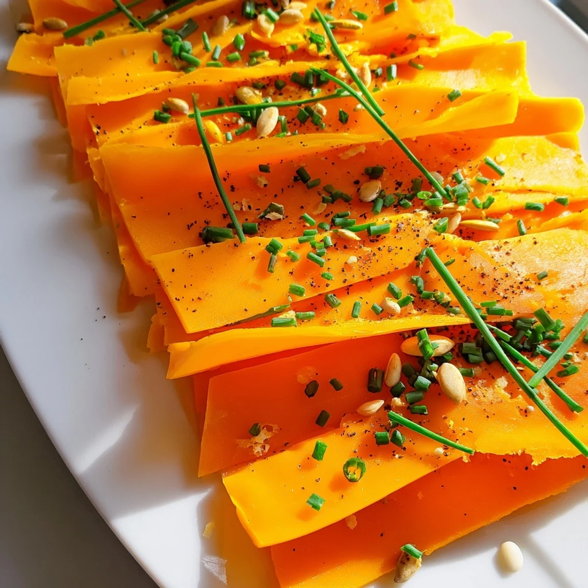 Vibrant Serengeti Sunset appetizer with layers of orange apricots and smoky Gouda cheese arranged beautifully.