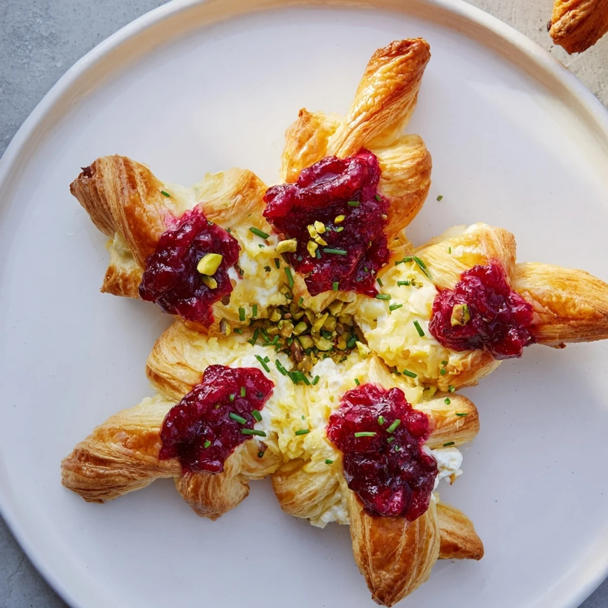 This baked Cranberry Christmas Star glistens with a sweet and tart cranberry filling, ready to serve and enjoy.
