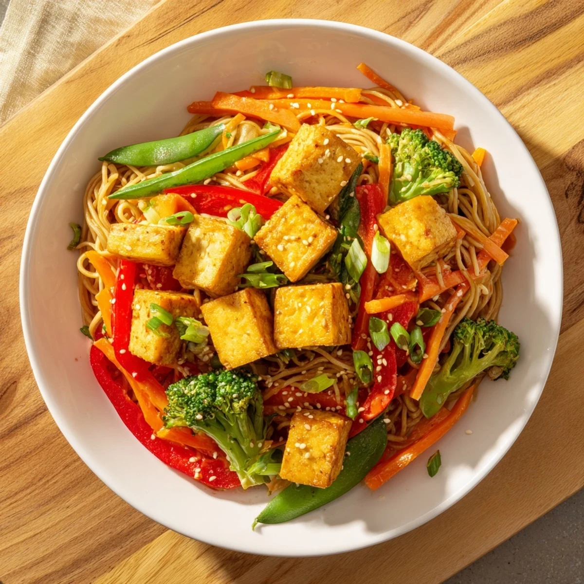 Savory and vibrant, a steaming bowl of Sesame Ginger Tofu Stir-Fry, ready to eat.