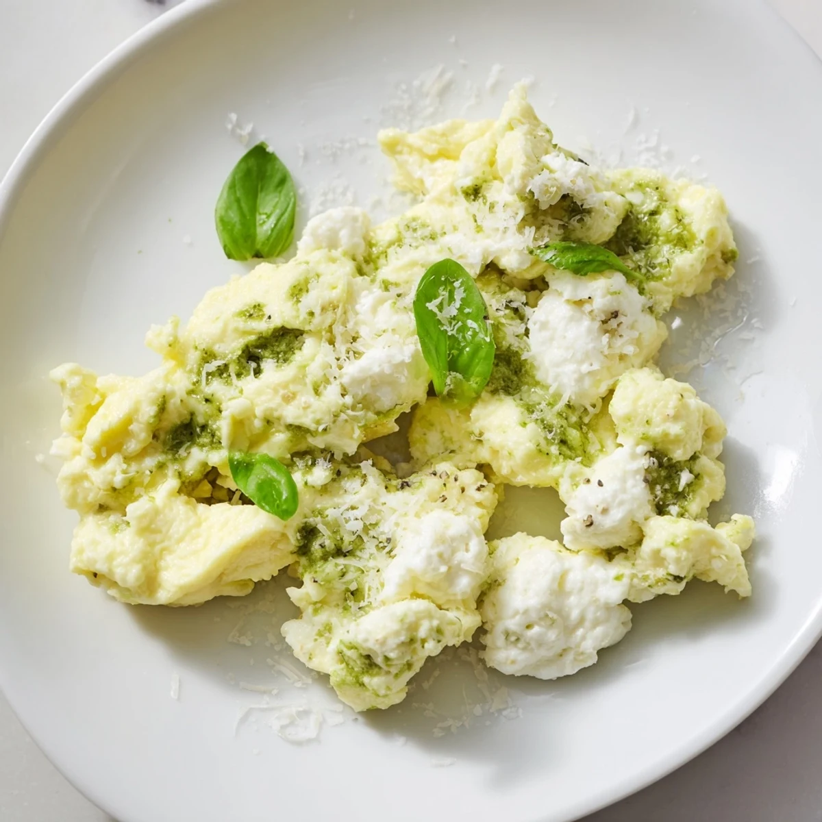 These flavorful Pesto Cottage Cheese Eggs offer a quick and satisfying vegetarian breakfast option, ready in minutes.