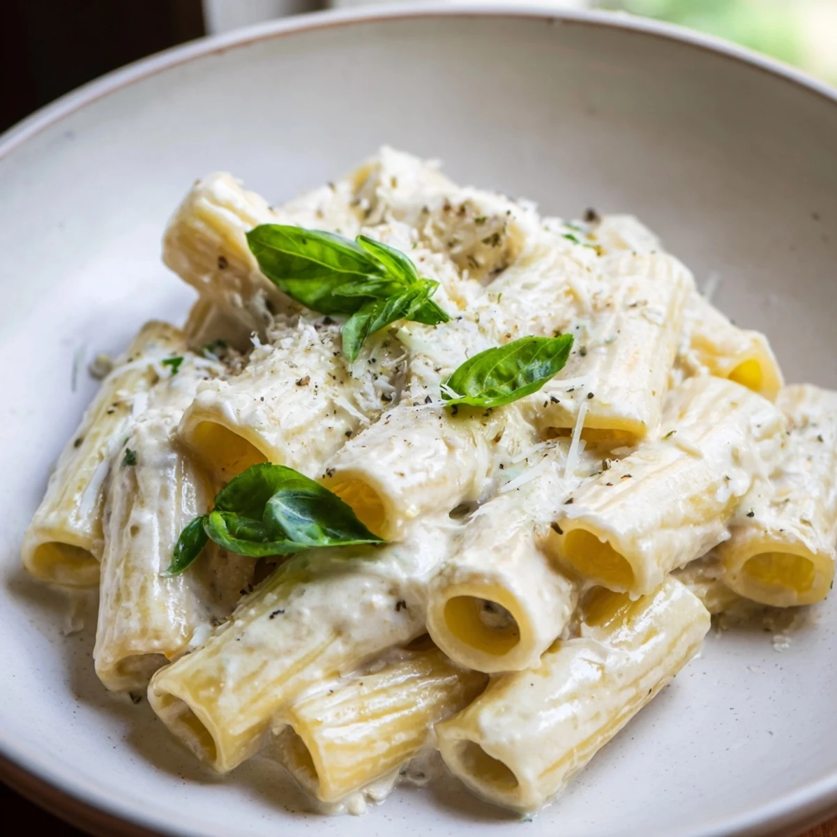 Close-up of a bubbly skillet of cottage cheese pasta, ready for a delicious vegetarian dinner.