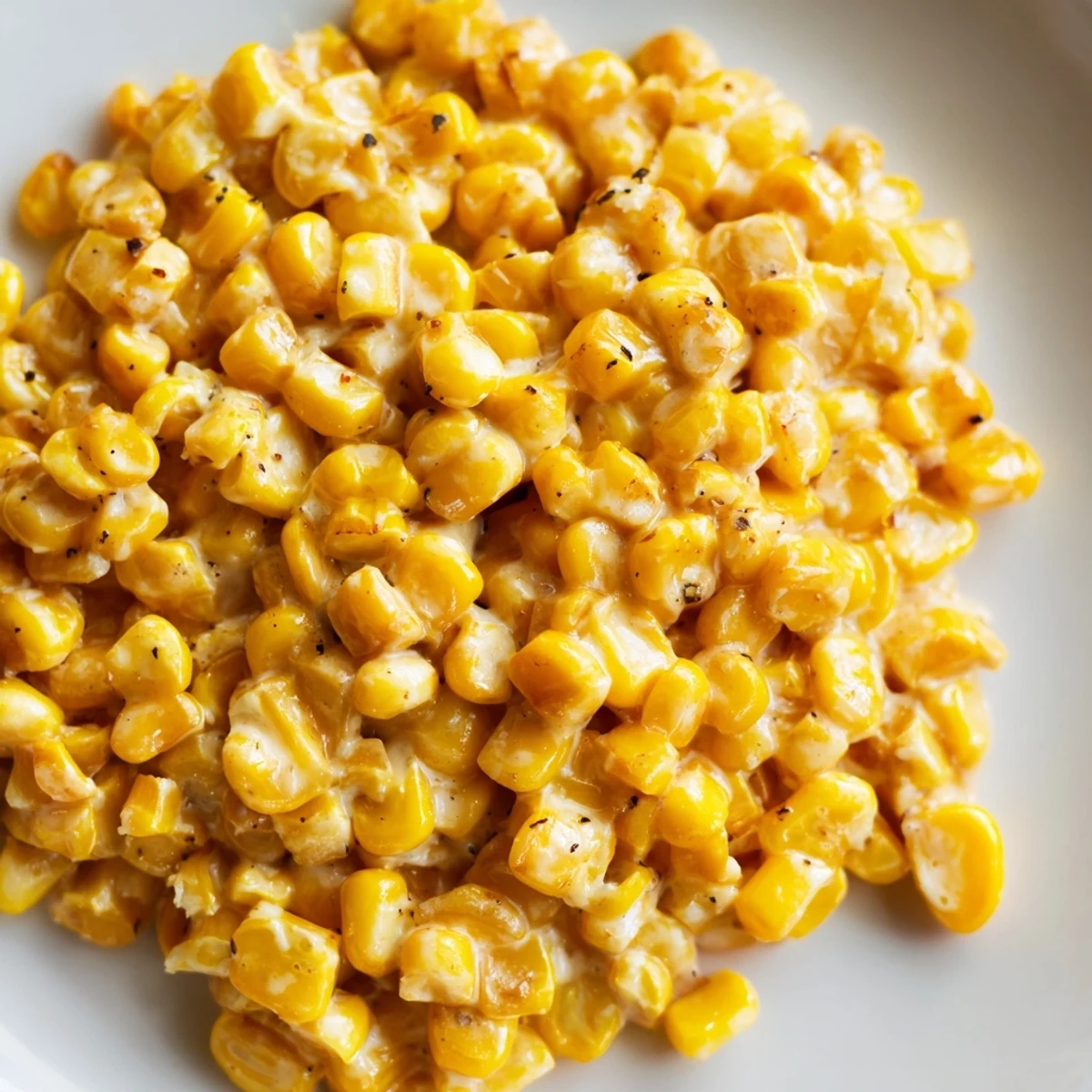 Golden, caramelized Honey Butter Skillet Corn with melting cream cheese, perfect as a side dish.