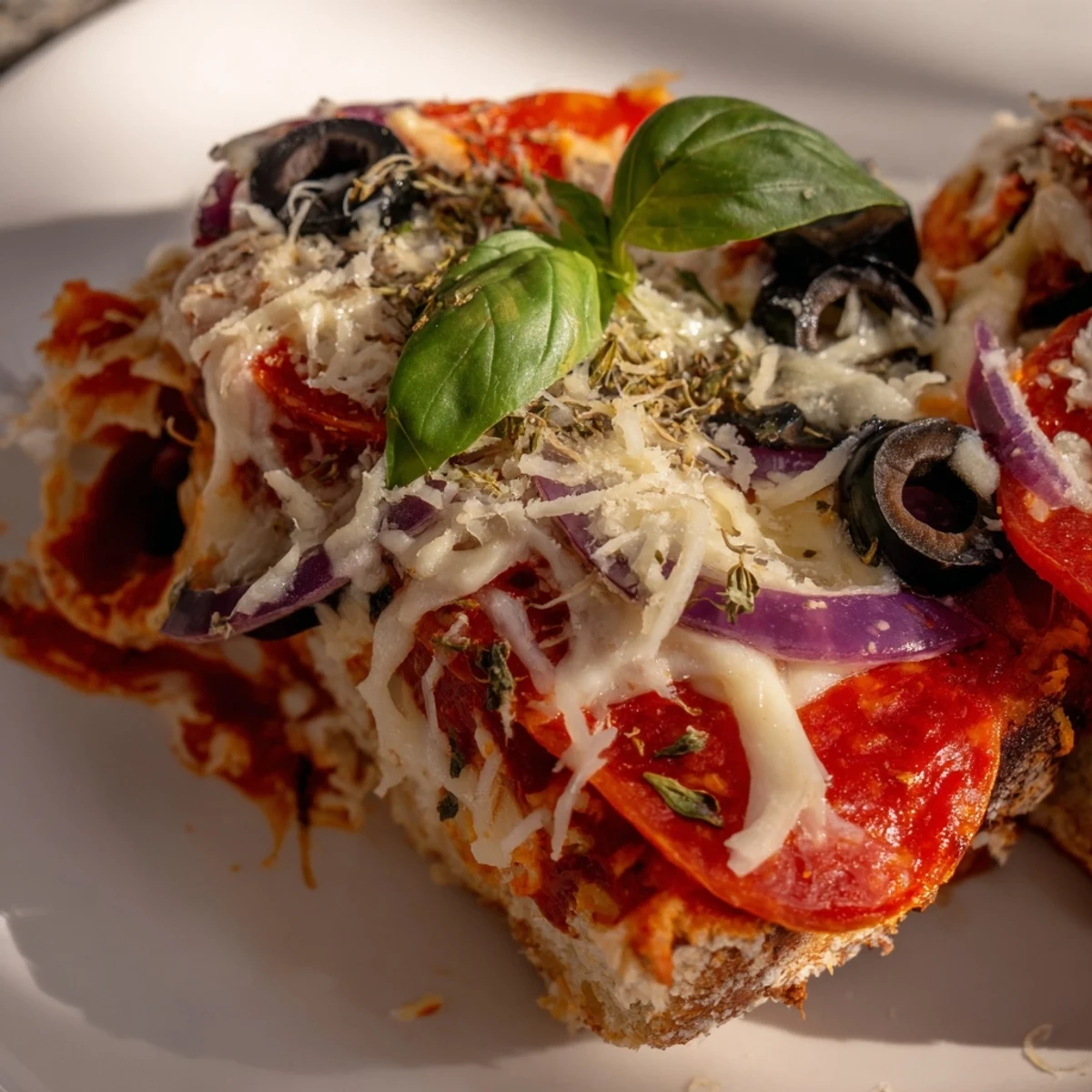 Imagine the aroma! This picture shows crispy, golden Pizza Toast 2.0 bursting with flavor and color.