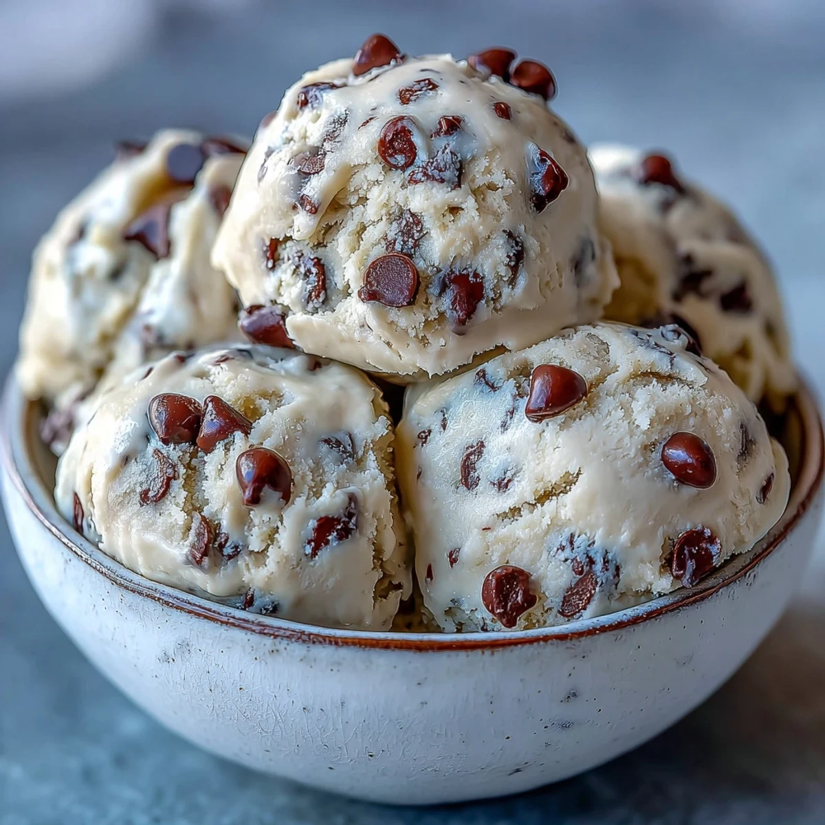 This image highlights the easy, egg-free, homemade cookie dough recipe.
