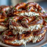 Shamrock-shaped pretzel bites drizzled with white chocolate and festive green sprinkles for a sweet and salty St. Patrick's Day treat.