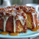 Dandelion Honey Cake with Lemon Glaze - slice of fragrant cake drizzled with bright lemon glaze, perfect for spring celebrations.