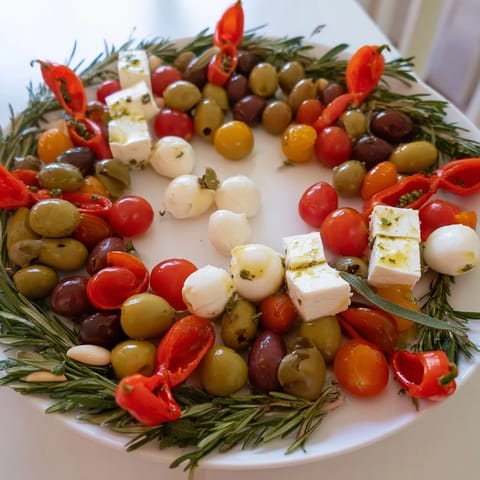 Olive and Cherry Tomato Garland
