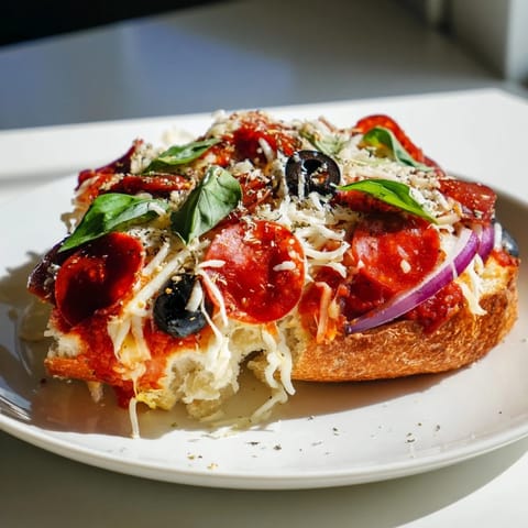 Sizzling pepperoni and melted cheese top the easy and delicious Pizza Toast 2.0 recipe, ready to eat.