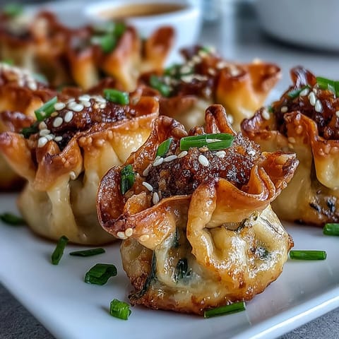 Golden-brown Smash Dumplings in a skillet, bottoms crisp, steam rising for a savory appetizer.