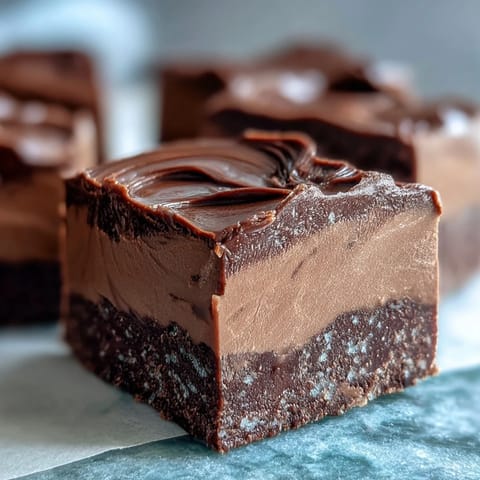 Glossy, dense Hojicha Fudge squares on parchment with a warm, nutty aroma and smooth, velvety texture. 