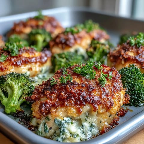 The recipe for Crispy Parmesan Broccoli & Chicken Trays shows roasted ingredients on a single tray, ready for a weeknight family dinner.