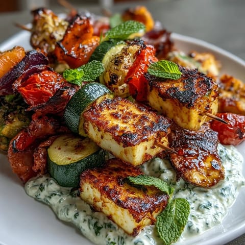 Grilled Veggie Halloumi Skewers