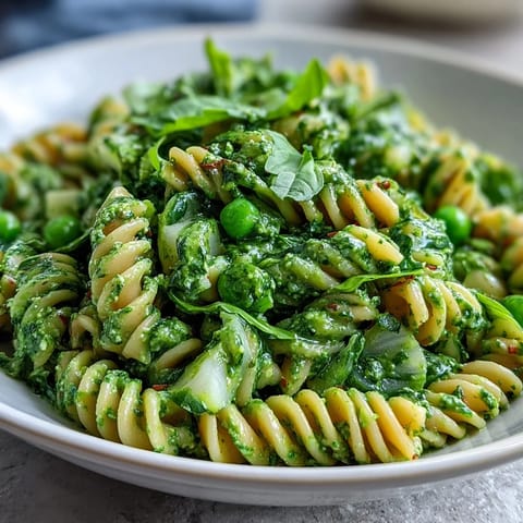 Creamy green goddess pasta salad featuring tender pasta, sweet peas, fresh herbs, and crunchy radishes for a refreshing vegan meal.