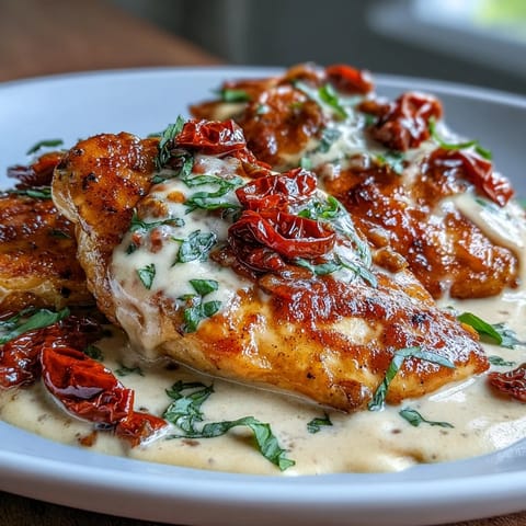 Creamy Pepperoncini Chicken Skillet with golden seared chicken in a tangy, luscious cream sauce.