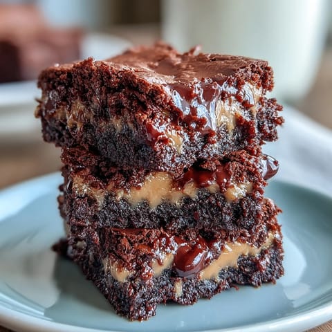 Fudgy sourdough discard brownies with rich chocolate and a creamy peanut butter swirl, perfect for using up leftover starter.  