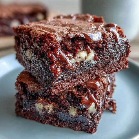 Rich triple chocolate sourdough brownies with espresso, featuring fudgy texture, dark chocolate chunks, and a subtle sourdough tang in every bite.