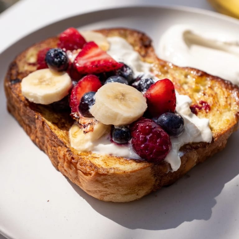Warm Protein French Toast slices glistening with a light glaze, perfect for a high-protein, satisfying meal.