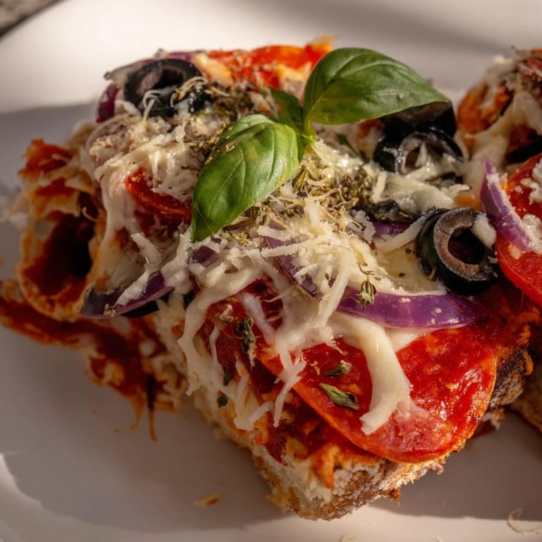 Imagine the aroma! This picture shows crispy, golden Pizza Toast 2.0 bursting with flavor and color.