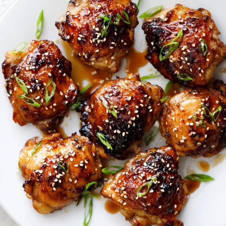 Freshly baked Honey Garlic Glazed Chicken thighs feature caramelized, sticky skin and a savory glaze, served alongside steamed rice and vibrant stir-fried vegetables.