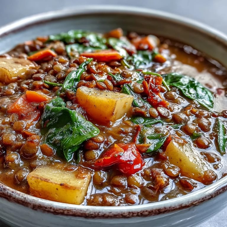 Vegetarian Lentil Stew served in a cozy bowl, ready to be enjoyed with crusty bread.