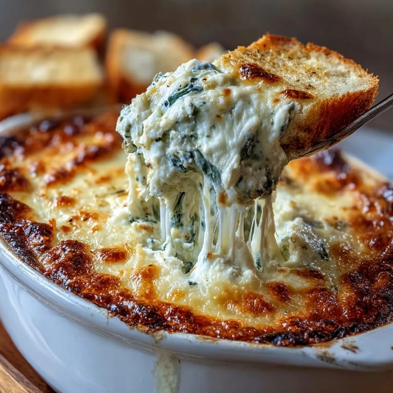 Fresh spinach and chopped artichoke hearts blend with creamy cheeses in this savory baked appetizer.