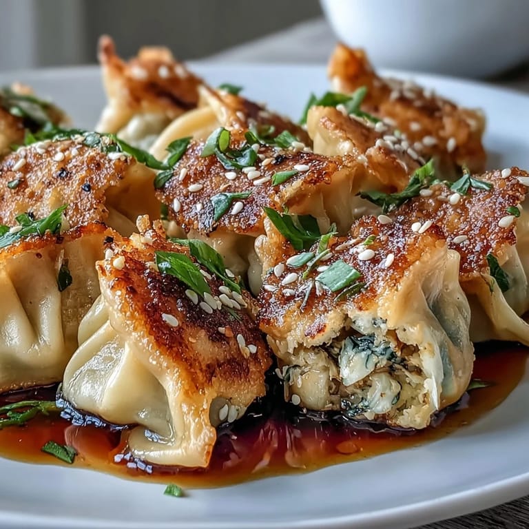 Smash Dumplings with crispy golden bottoms and steam rising from a hot skillet.