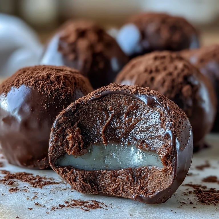Freshly rolled Hojicha Truffles on parchment, dusted with roasted tea powder, with a sliced orange and cheese knife nearby for an elegant petit four presentation.