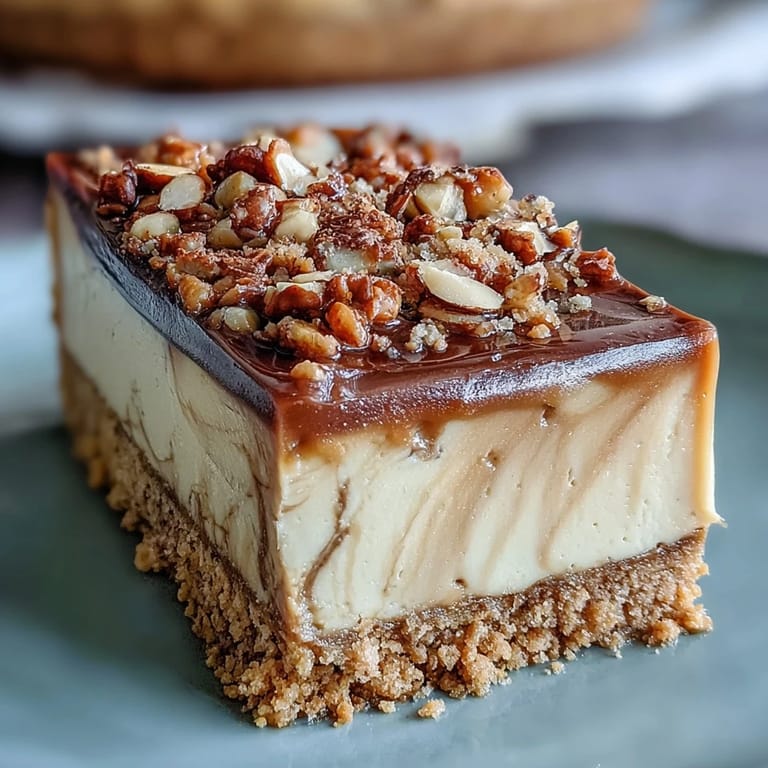 Top-down view of a rich Hojicha Cheesecake topped with whipped cream and a dusting of matcha.