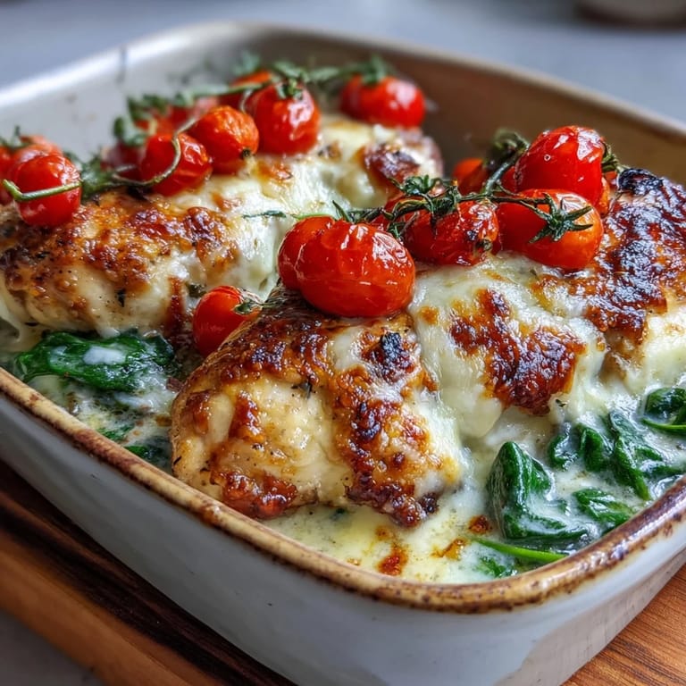 Golden High Protein Chicken Bake served alongside colorful roasted vegetables for a wholesome, low-carb Mediterranean-inspired dinner for the whole family.