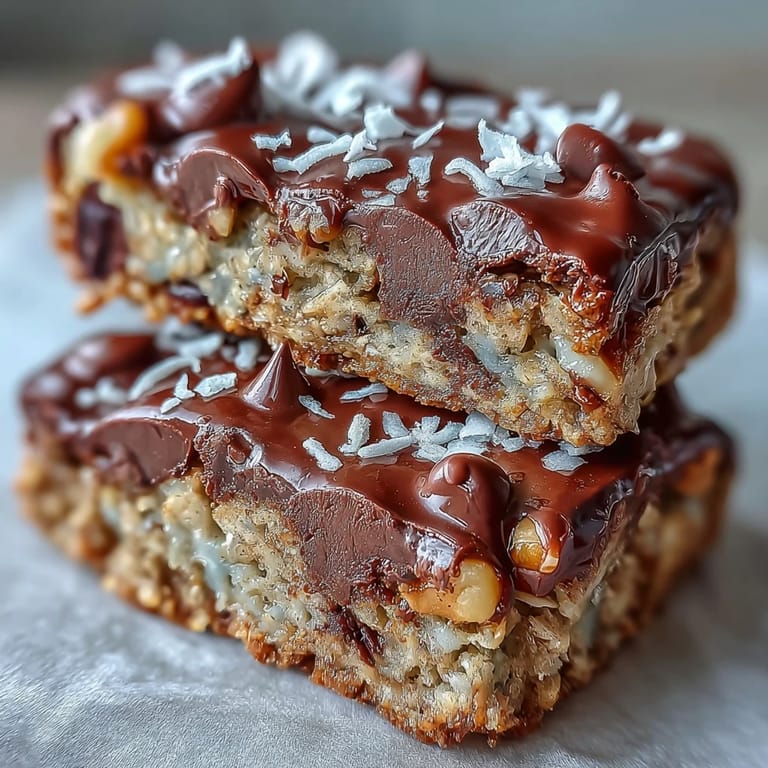 Sliced Chunky Monkey Protein Baked Oat Bars showing banana chunks and coconut on a wooden board.