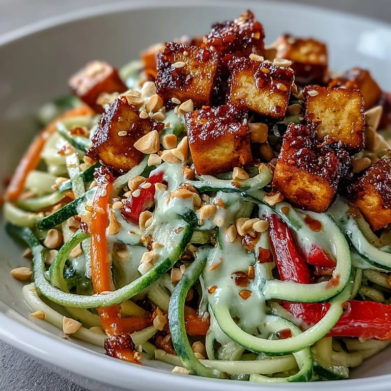 Colorful serving of TikTok-Style Chili Crisp Cucumber Noodle Bowls with lime wedges and sesame seeds on a bright kitchen counter.