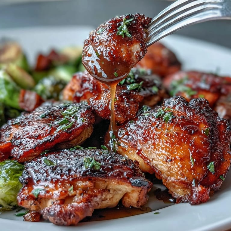 Easy sheet pan honey mustard chicken with Brussels sprouts, a perfect gluten-free weeknight dinner for four.