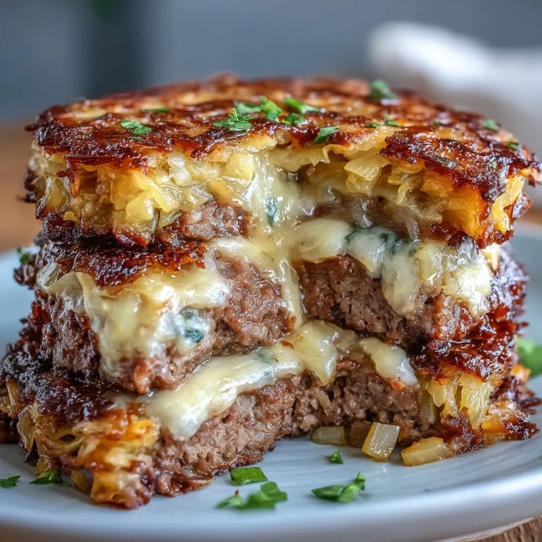 Golden Oven-Baked Cabbage Burgers topped with melted cheese and fresh parsley, perfect for a satisfying meal.