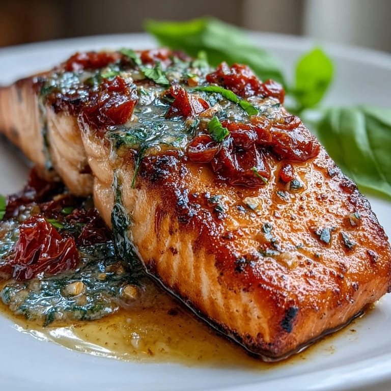 Golden seared salmon fillets served in a rich, velvety cream sauce with Parmesan and Italian herbs.  