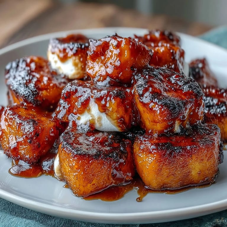 Classic Thanksgiving side dish featuring tender yams in rich maple syrup glaze, finished with golden toasted marshmallows.