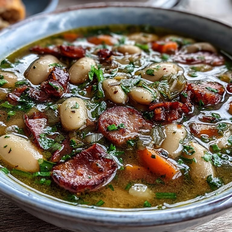 Rustic ham and lima bean soup with diced vegetables and smoky ham, simmered to create a comforting, hearty meal.  