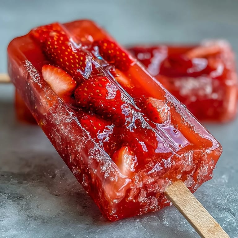 Refreshing frozen cocktail treats blending strawberries, orange juice, and sparkling wine in elegant popsicle form.