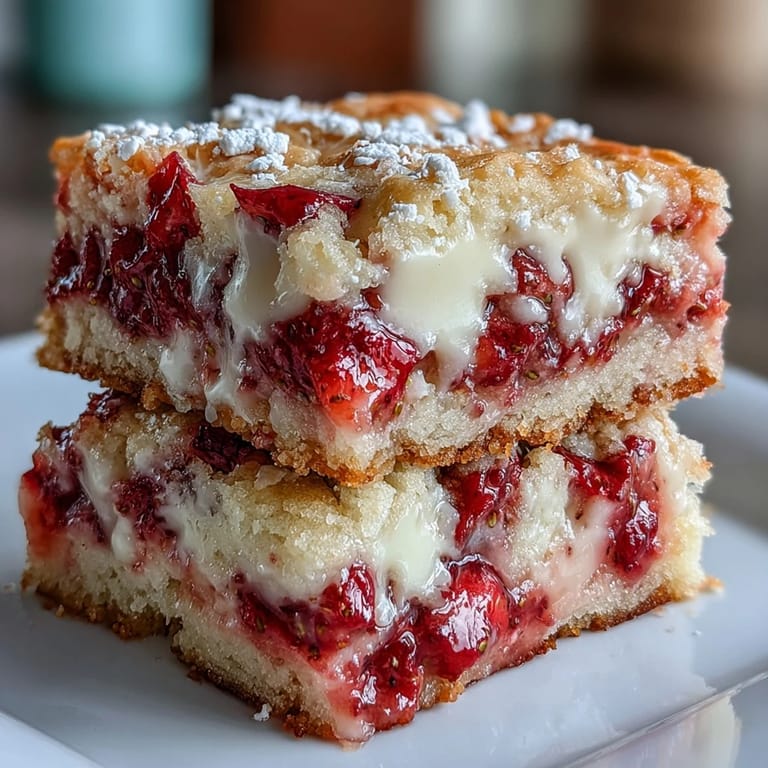 Buttery strawberry cookie bars bursting with fresh strawberries and creamy white chocolate chunks.