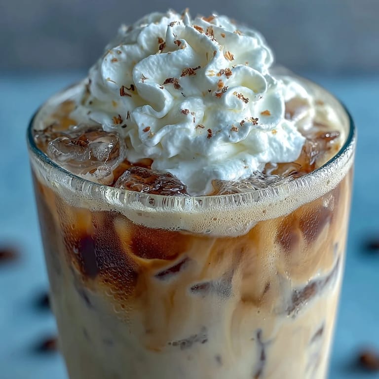 Refreshing blended vanilla drink featuring rich vanilla bean paste and energizing cold brew ice cubes for a coffeehouse-style treat.  