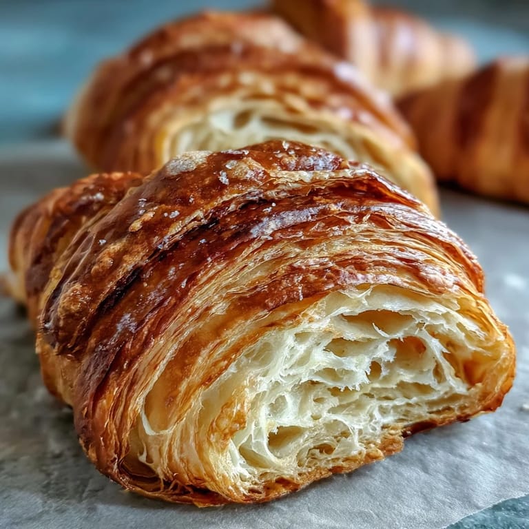 A tray of homemade sourdough croissants with crisp, golden edges and soft, tangy interiors, ready for breakfast.