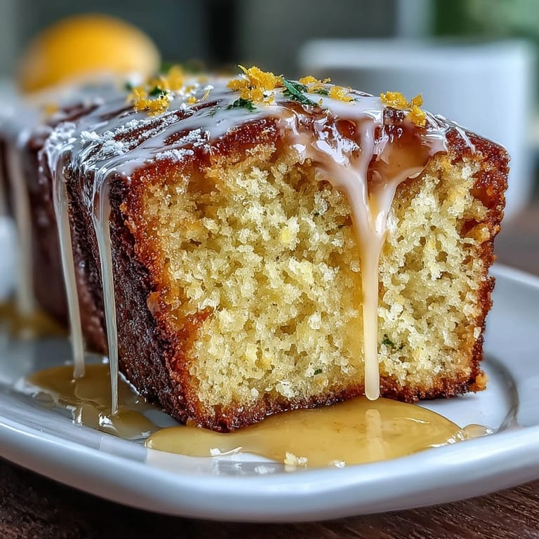 Slices of zesty Limoncello pound cake topped with glossy lemon glaze, perfect for spring brunches or elegant dessert spreads.