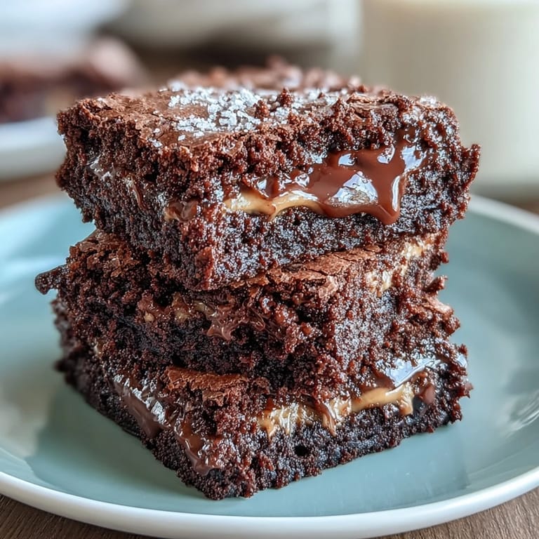 Decadent chocolate brownies enhanced with sourdough discard and topped with a luscious peanut butter swirl for extra indulgence.  