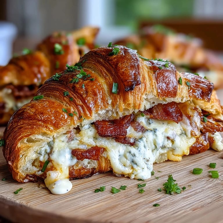 Easy ham and Swiss croissant casserole with flaky layers, savory ham, and gooey cheese, ready in just 50 minutes.