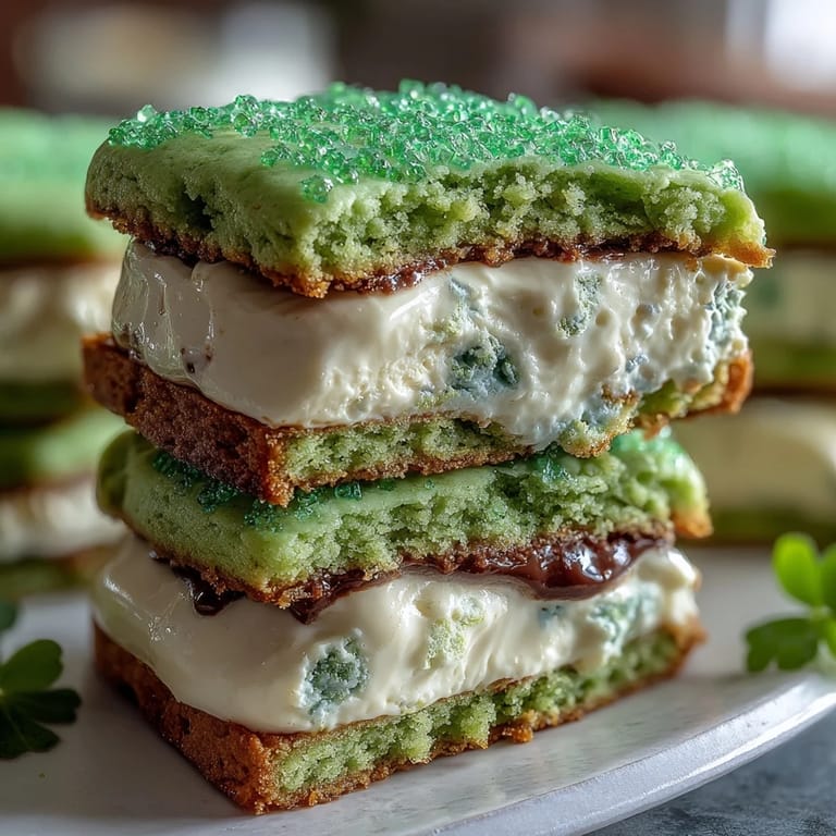 Vibrant green sugar cookies with fluffy vanilla frosting, sparkling sugar coating, and perfect for celebrating St. Patrick's Day.